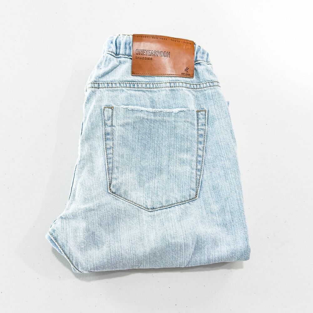 One Teaspoon Shabbies Carpenter Style Light Wash Drawstring Denim Jeans Size S